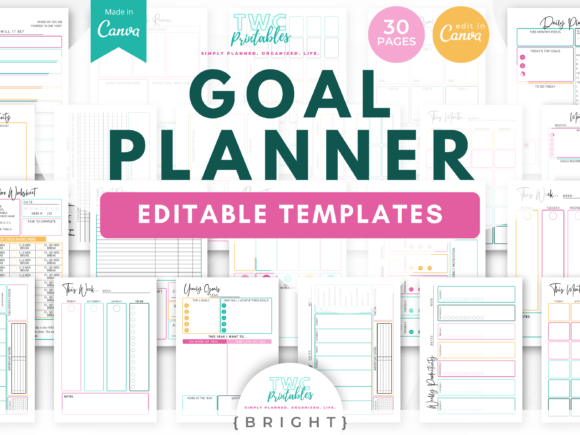 Master Your Year with Goal Planner Canva Templates | BRIGHT
